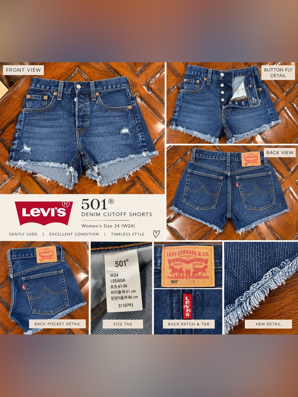 Levi's 501 Button-Fly Denim Cutoff Shorts in Blue